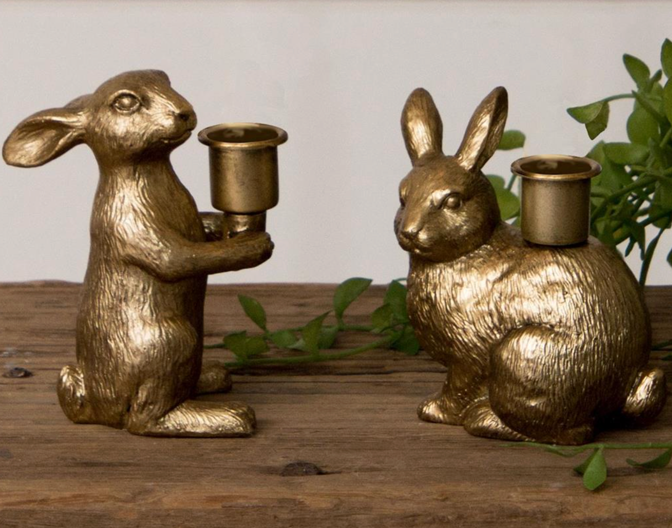Gold Bunny Taper Candle Holder