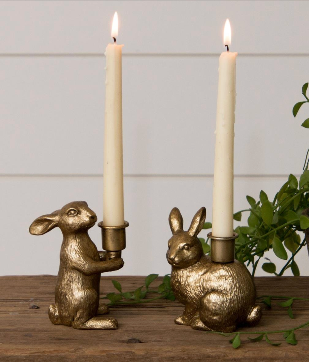 Gold Bunny Taper Candle Holder
