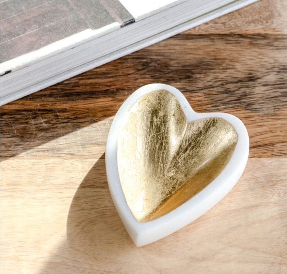 Marble Heart Trinket Dish with Gold Foil