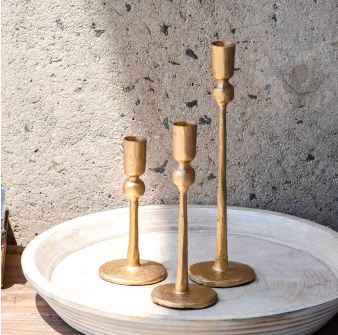 Gold Iron Ball Candlestick Holder