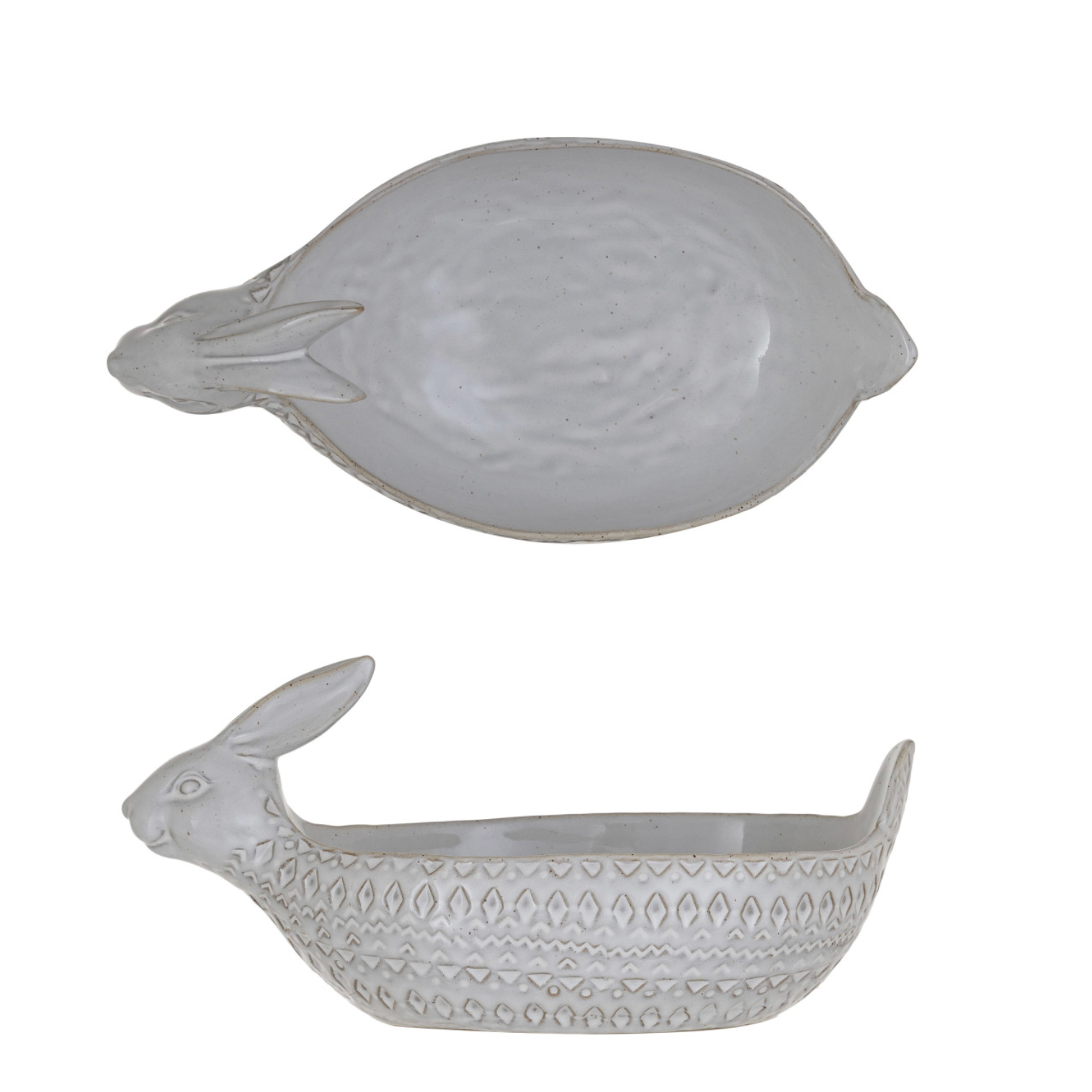 Debossed Stoneware Rabbit Bowl