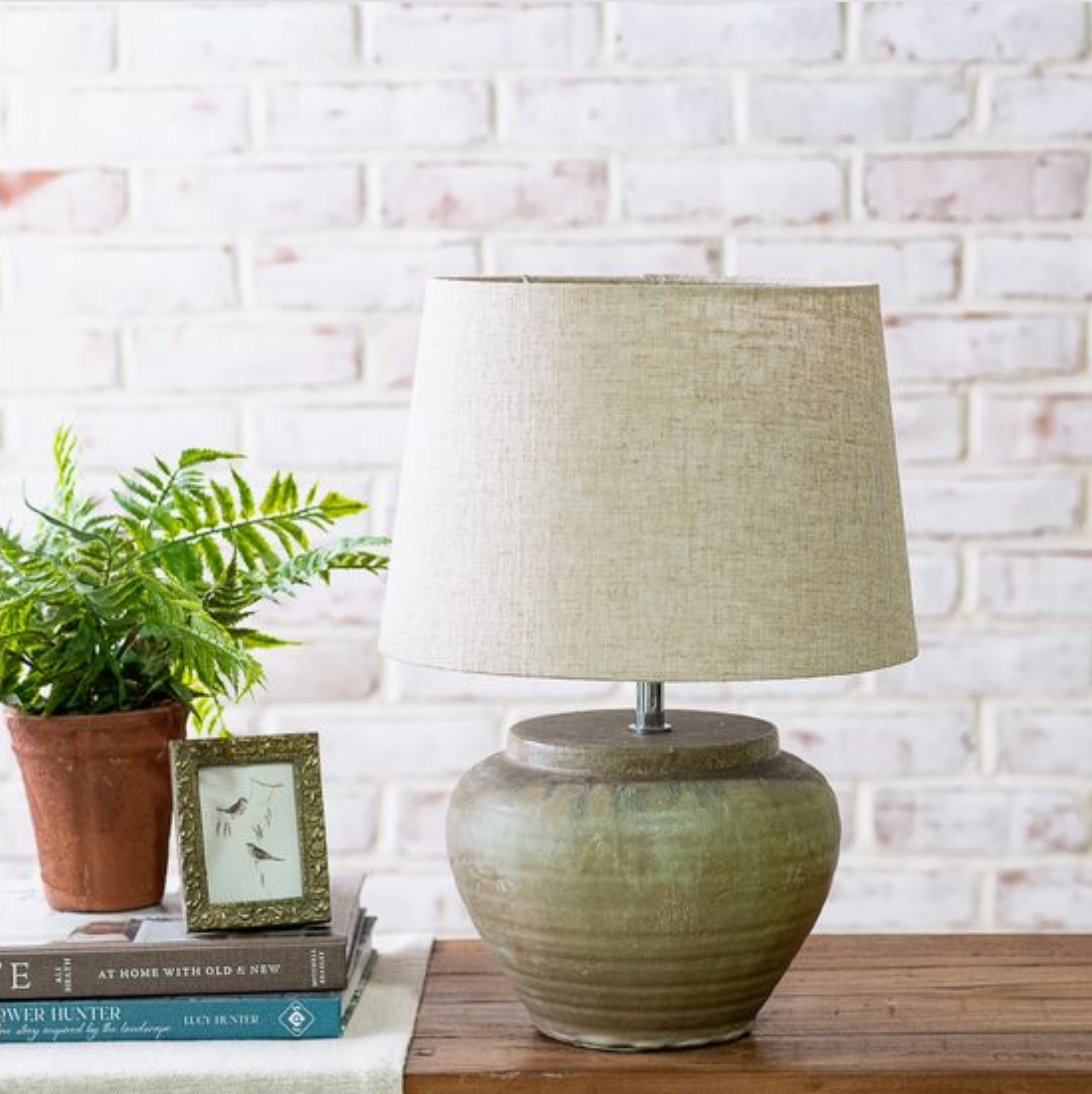 Olive Green Terra Cotta Line Lamp