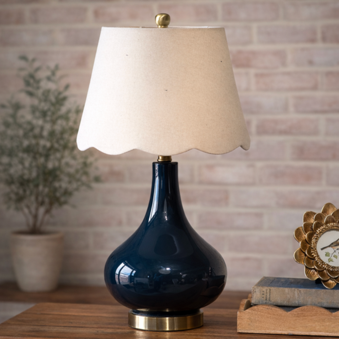 Dark Blue Glass Table Lamp