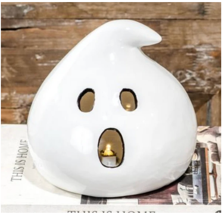 Ceramic White Flicker Ghost with Timer