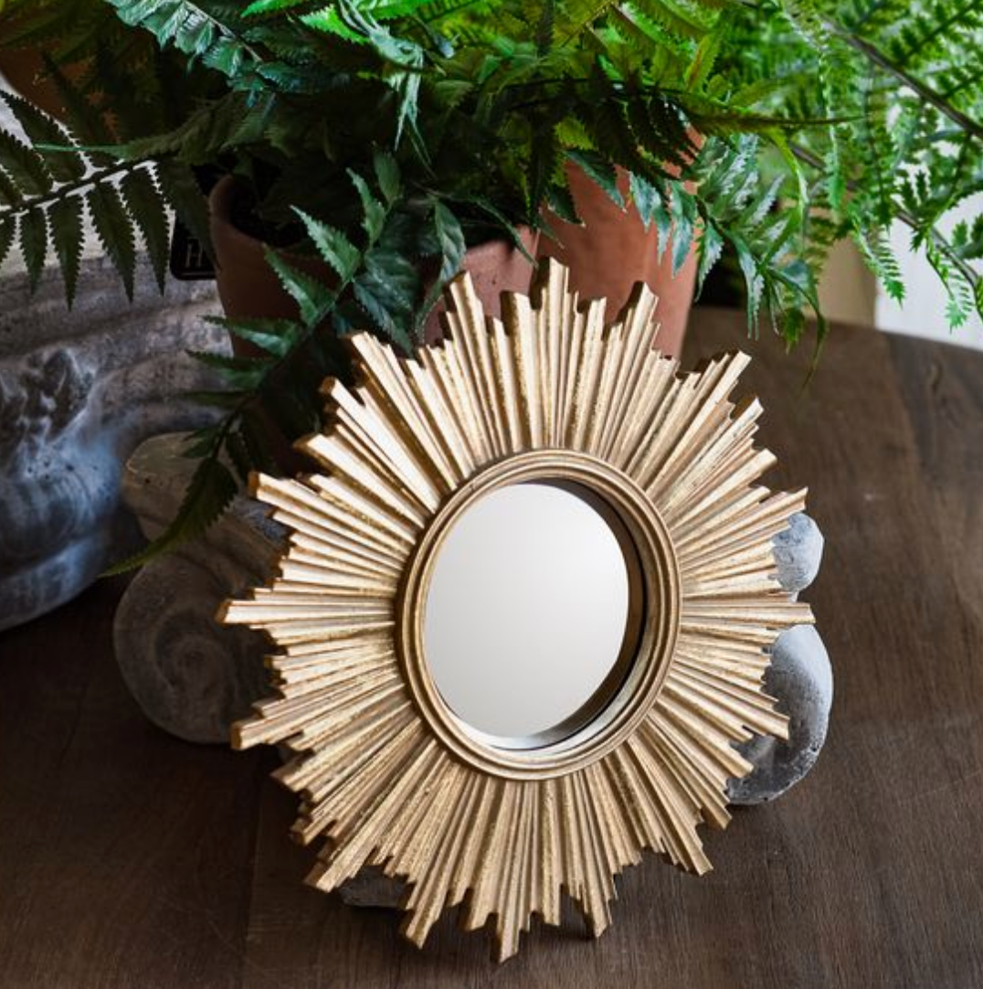 Gold Sunburst Convex Mirror