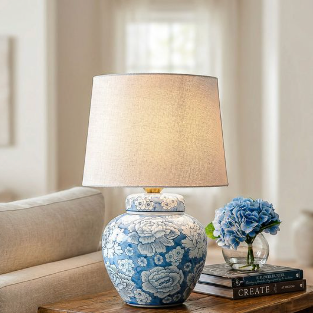 Blue Floral Pattern Lamp