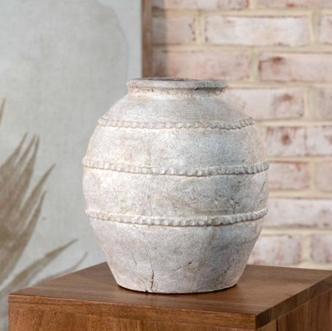 Antique Taupe Deco Line Vase