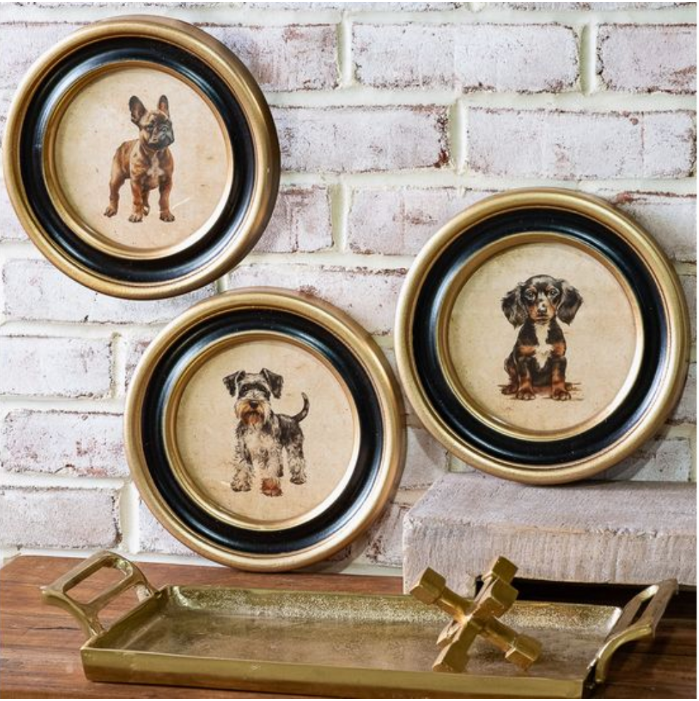 Round Framed Dog Print