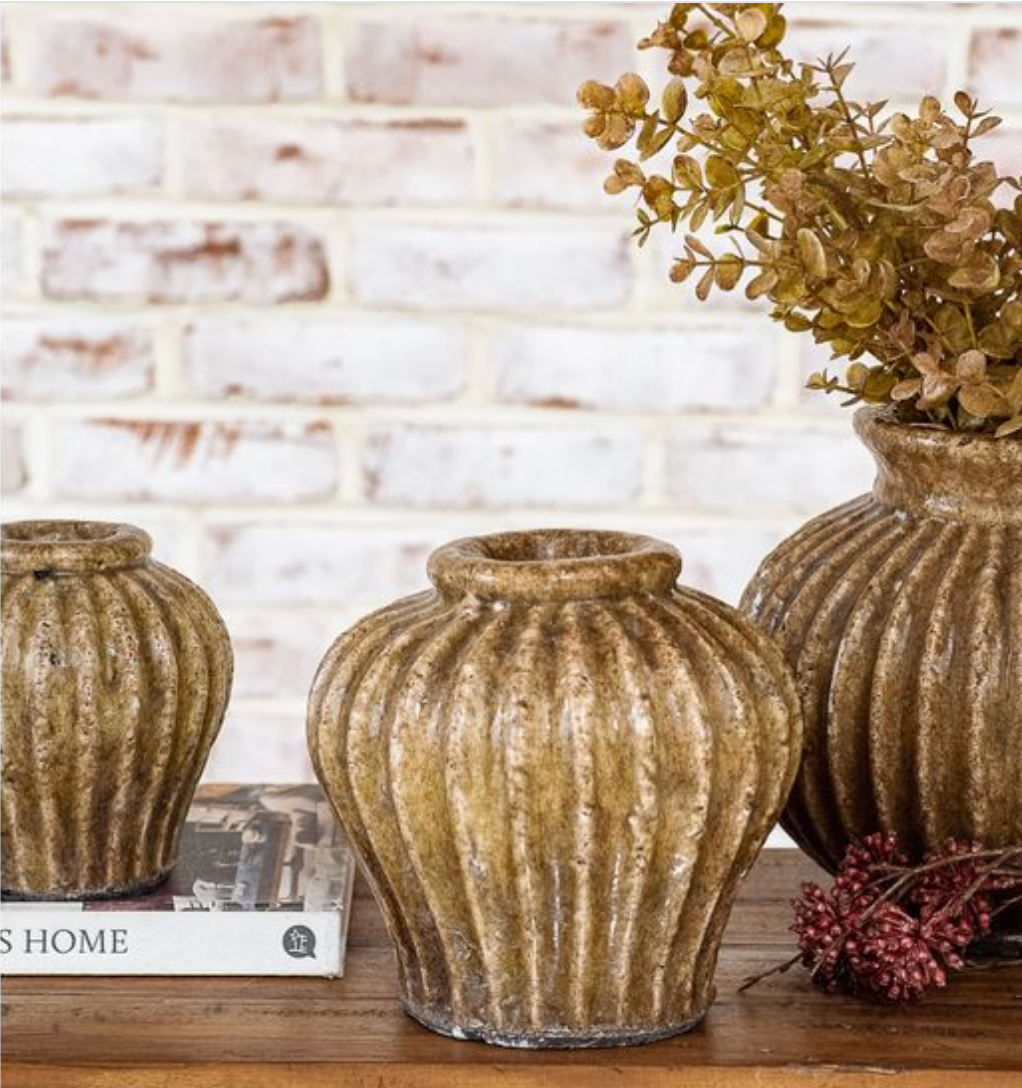 Brown Rounded Terra Cotta Vase