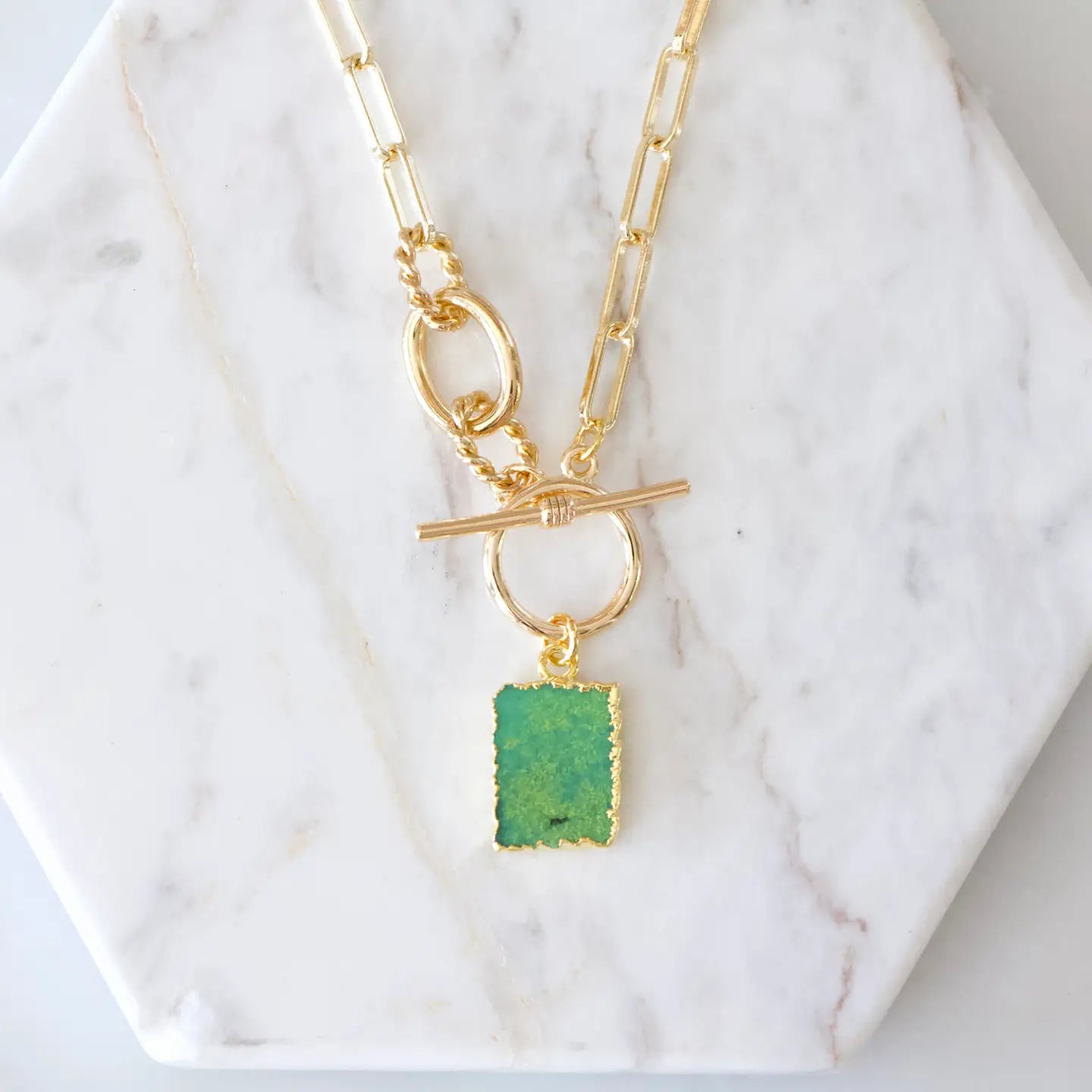 African Jade or Amazonite Toggle Necklace