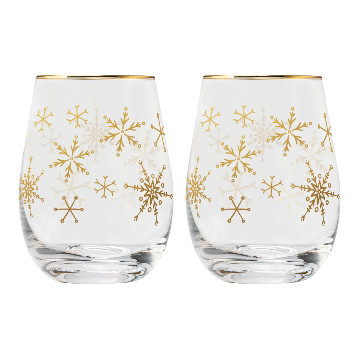 Snowflakes Stemless Wine Glasses, Boxed Set of 2