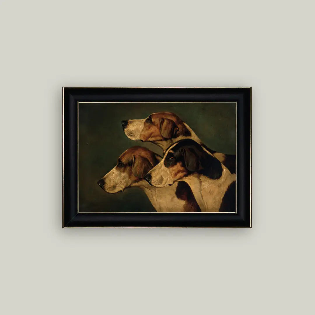 Dog Print Framed Antique Art
