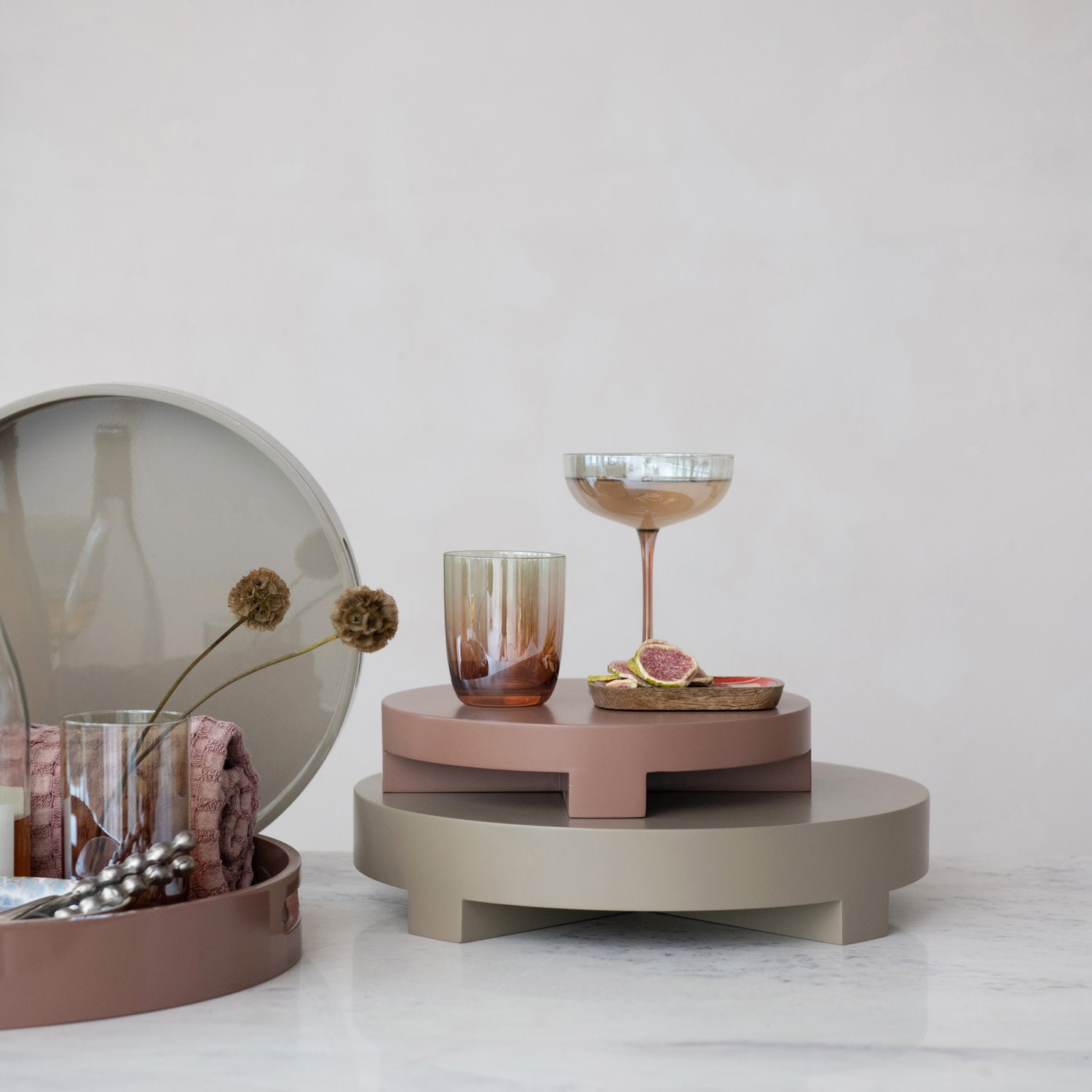 Amber Color & Green Iridescent Finish Glassware