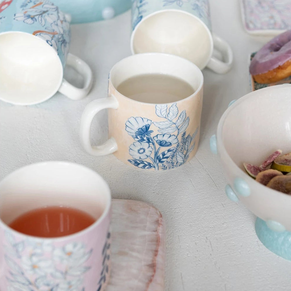Stoneware Mug with Flowers
