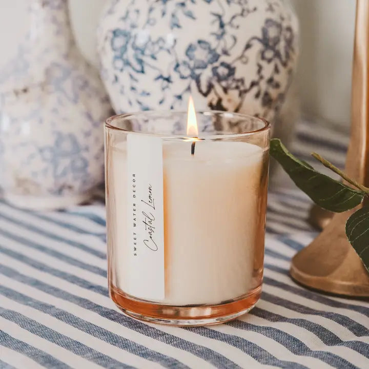 Amber Glass with Wood Lid 12oz Candle