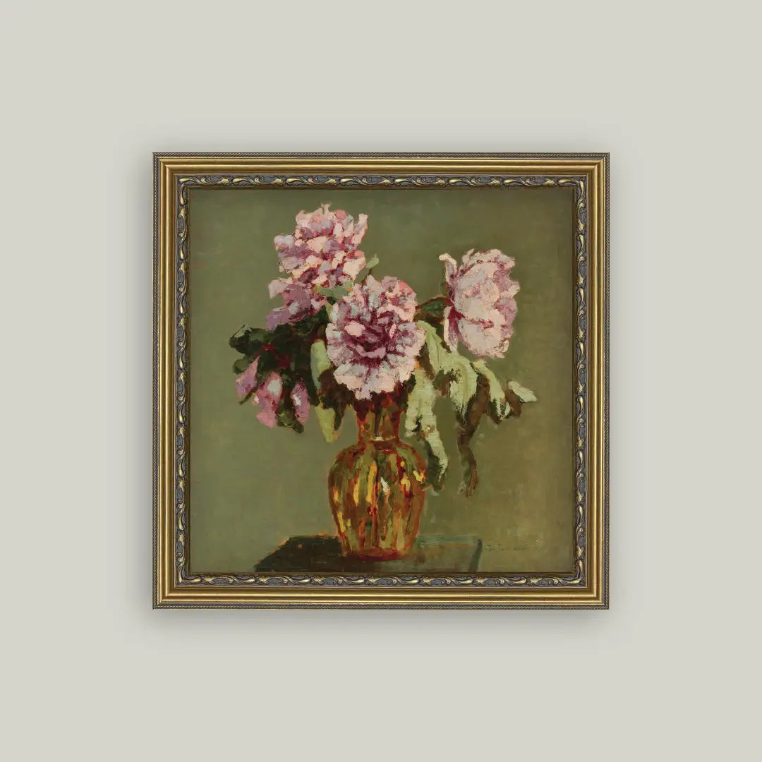 Floral Print Framed Antique Art