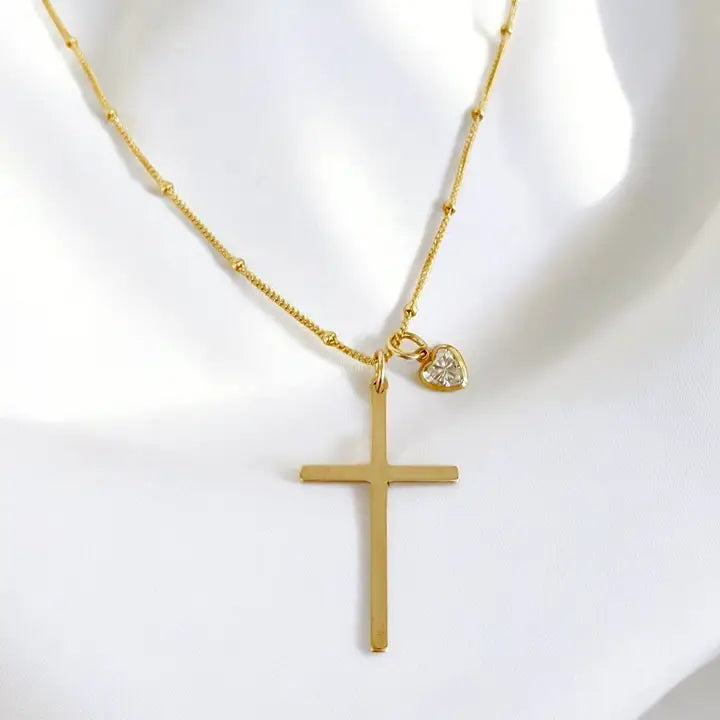 Theresa Charm Cross Necklace Gold Filled