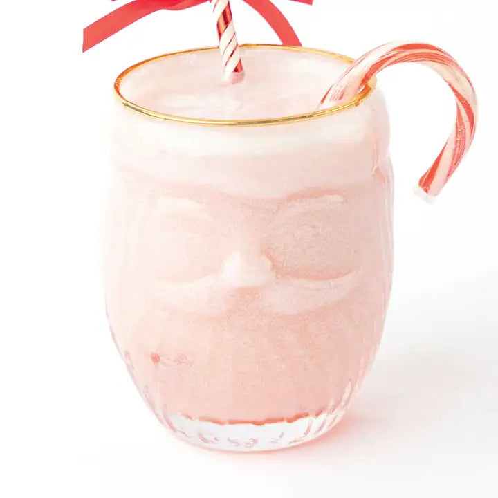 Santa Shaped Drinking Gold-Rimmed Drinking Glass