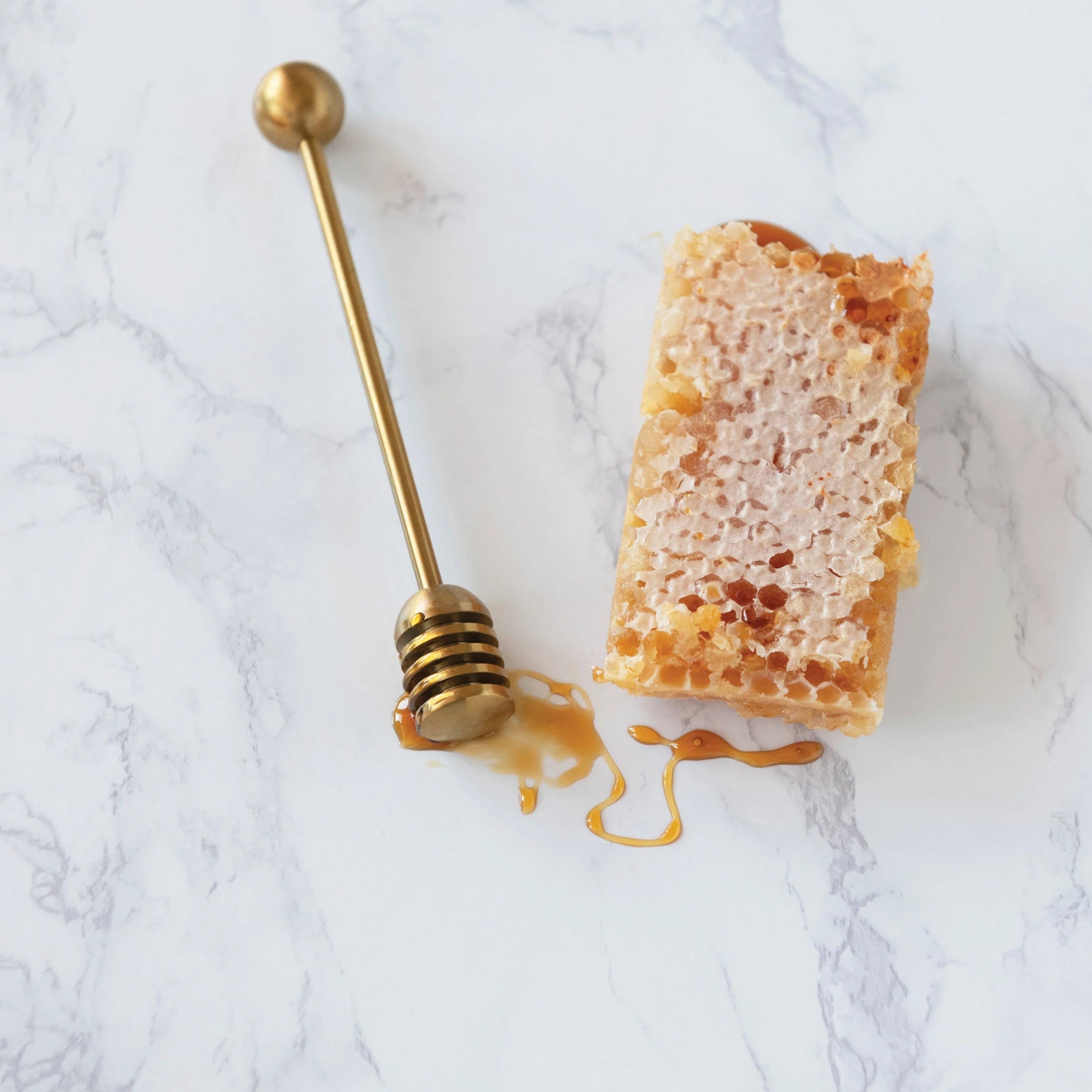 Stainless Steel Honey Dipper with Gold Finish
