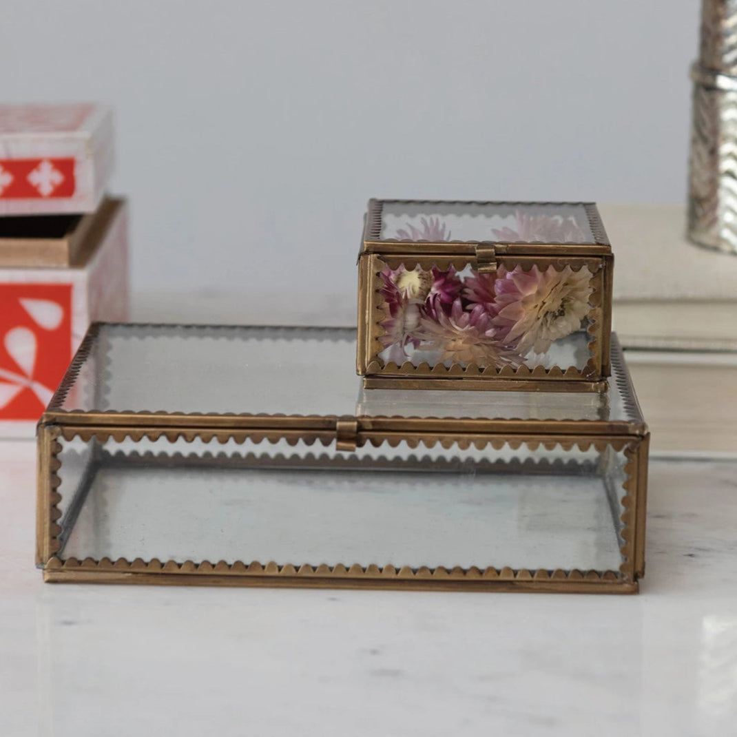 Brass & Glass Display Box with Scalloped Edges