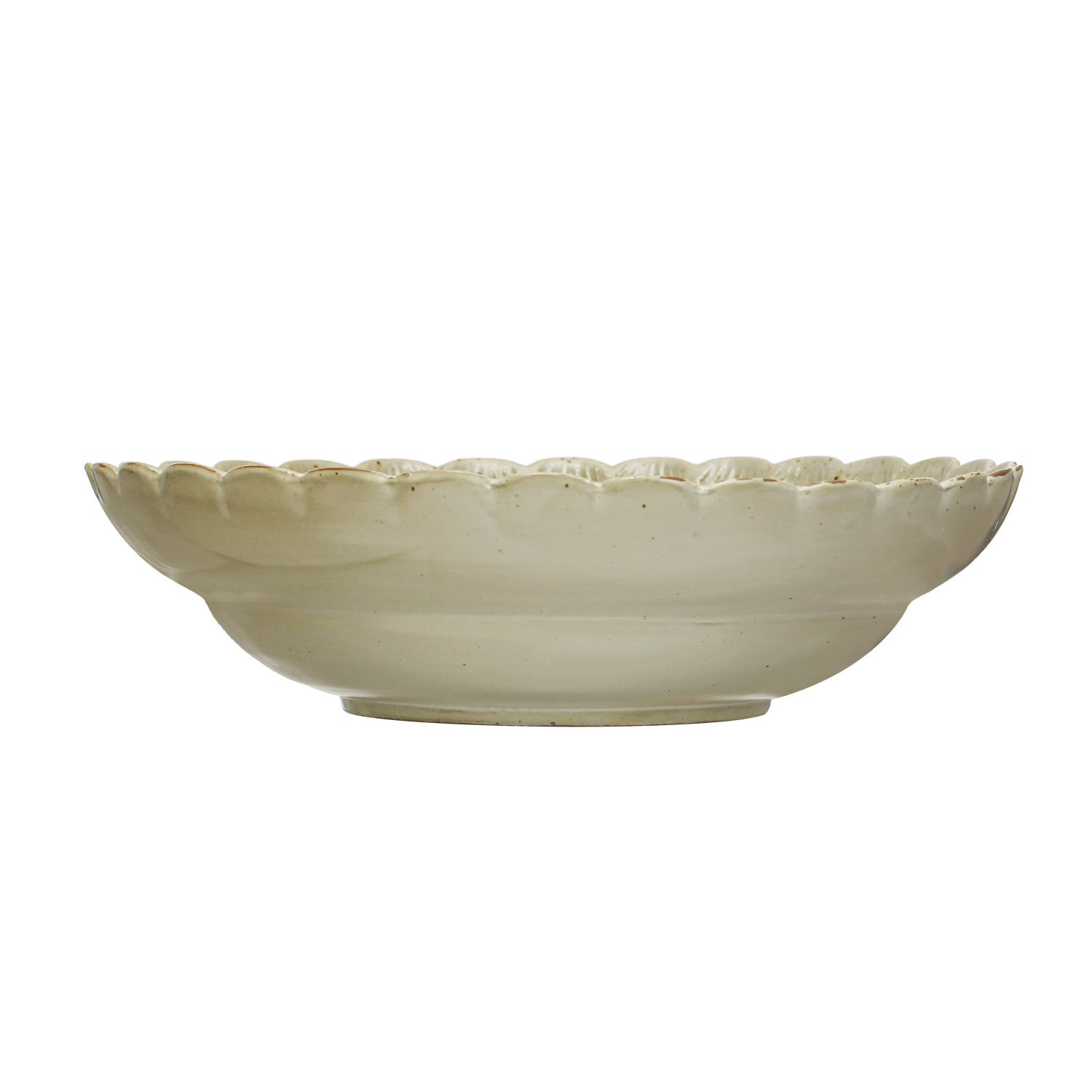 Stoneware Bowl with Scalloped Edge, Green