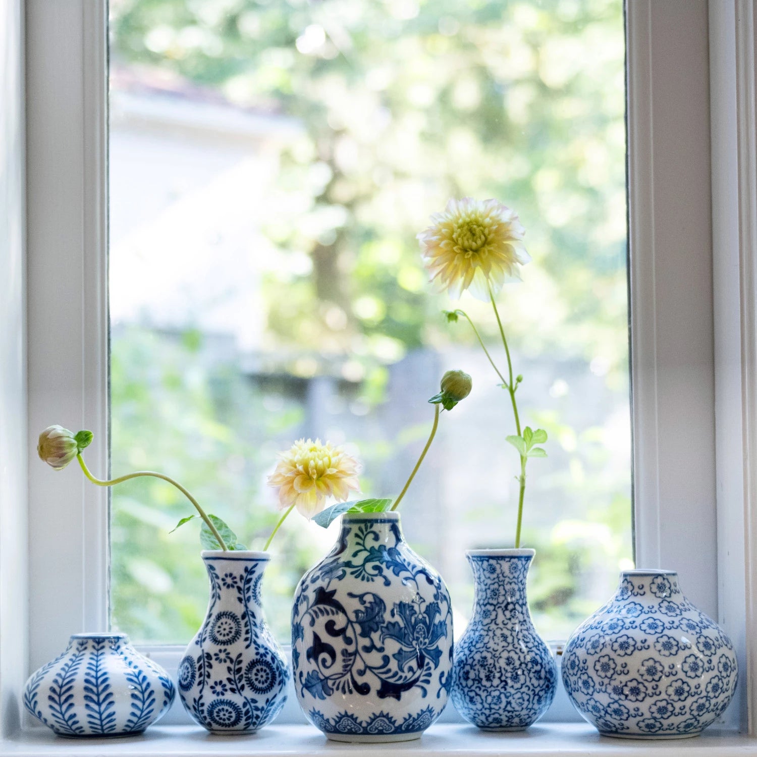 Hand-Stamped Blue & White Stoneware Vase