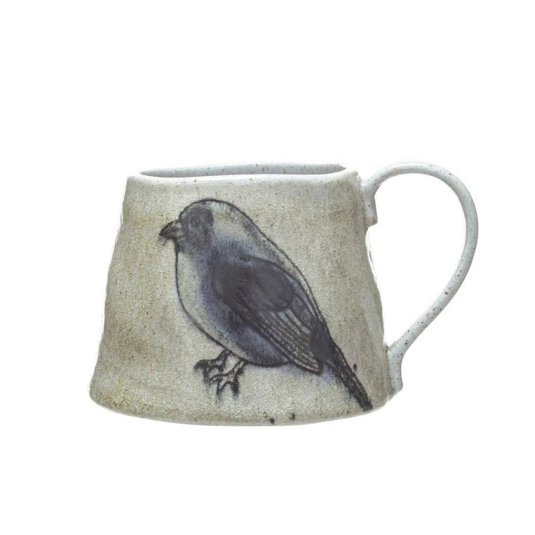 Stoneware Mug with Insect/Bird, 4 Styles