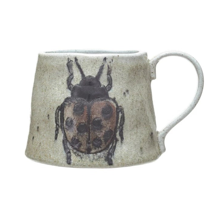 Stoneware Mug with Insect/Bird, 4 Styles