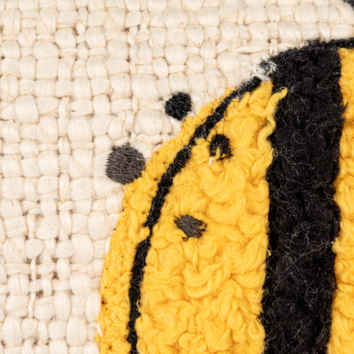 Cotton Slub Lumbar Pillow with Embroidered Tufted Bee