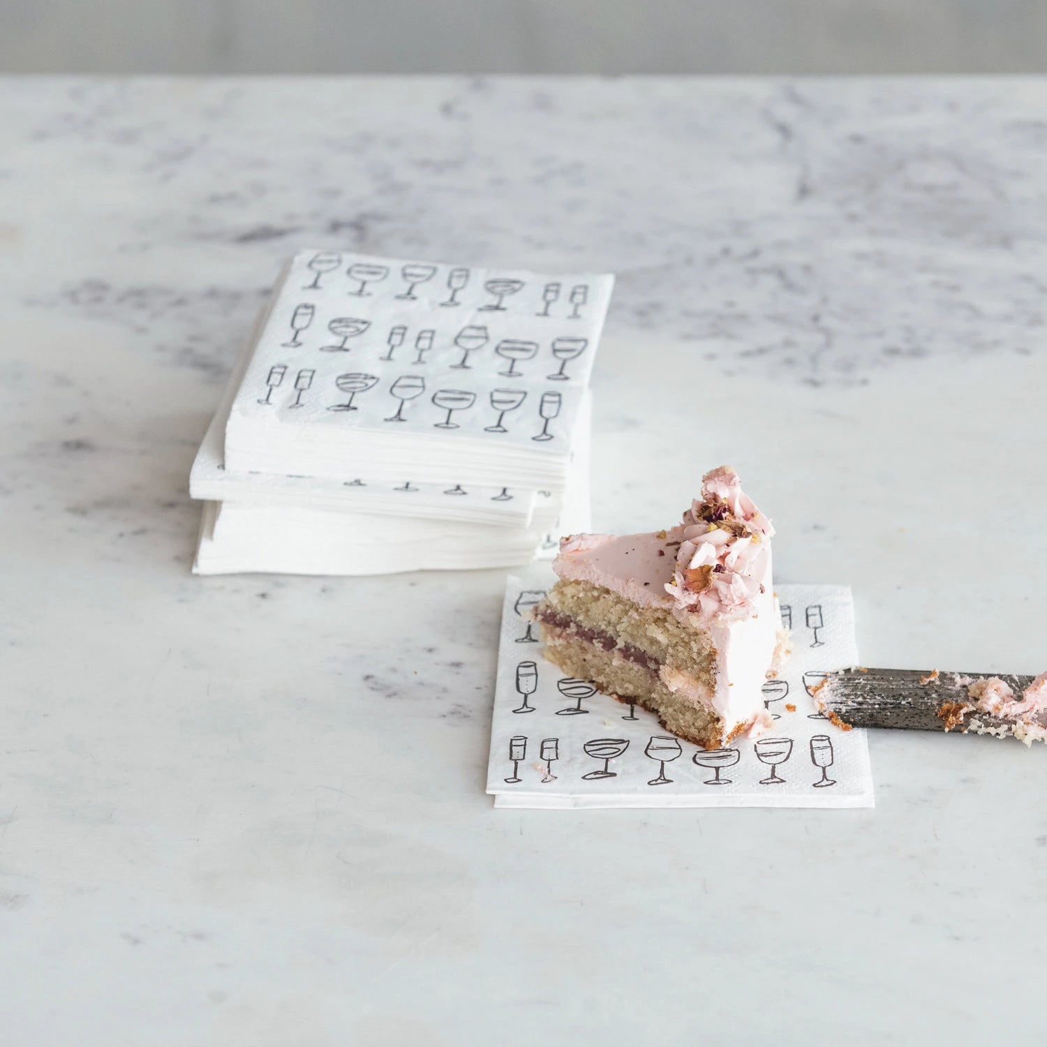 Paper Cocktail Napkins with Wine Art (Contains 50 Folded Pieces)