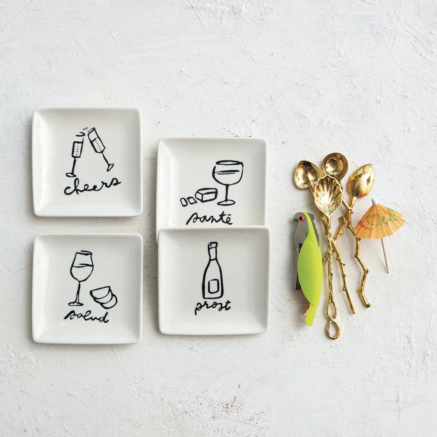 Stoneware Dish with Wine Art & Word