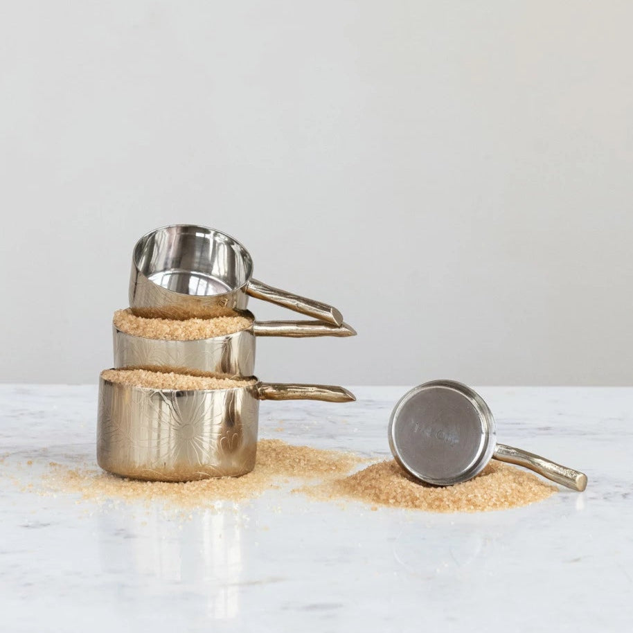 Gold Embossed Measuring Cups with Twig Shaped Handles