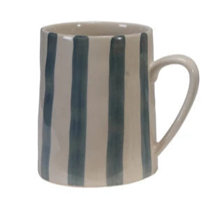 Hand-Painted Stripe Stoneware Mug
