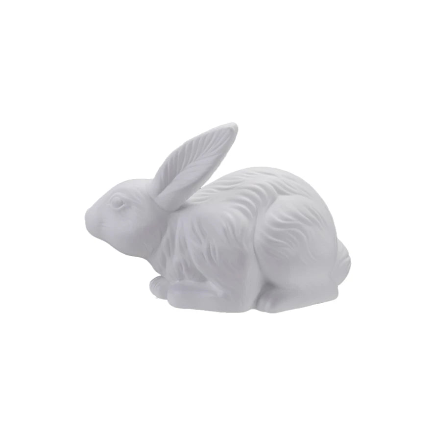 Stoneware Rabbit Shaped Lamp with Inline Switch, Bisque White