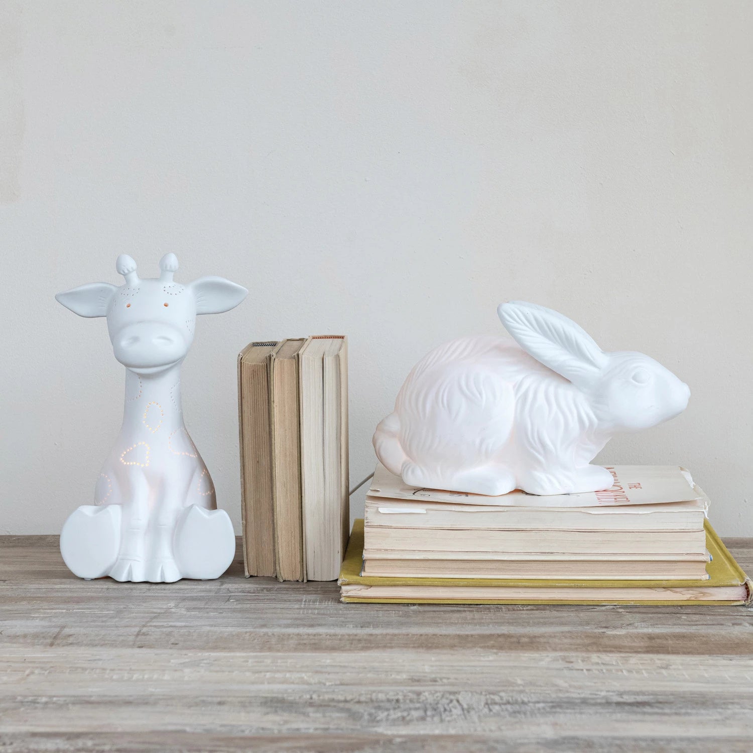 Stoneware Giraffe Shaped Lamp with Cut-Outs & Inline Switch