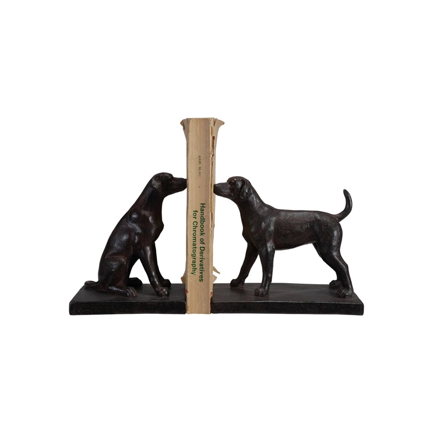 Black Resin Dog Bookends, Set of 2
