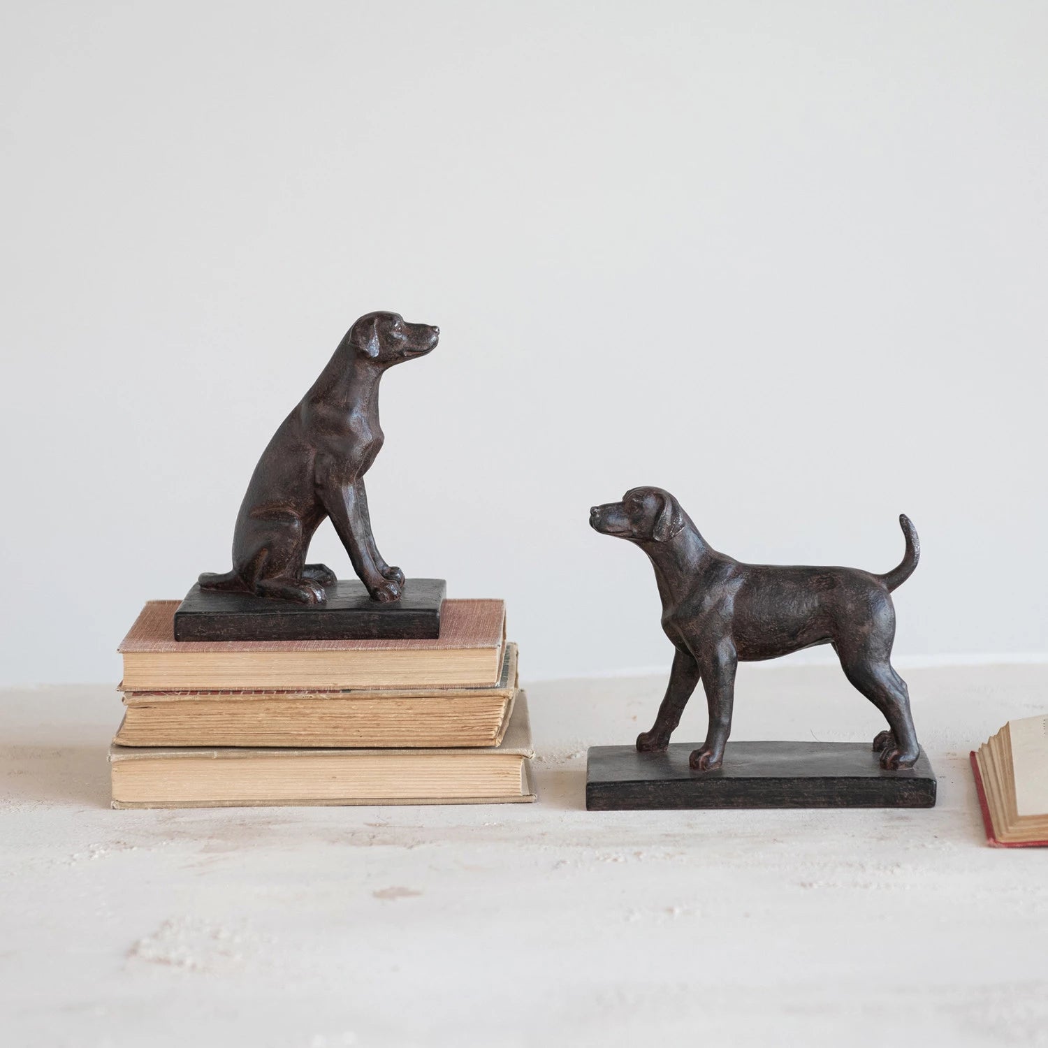 Black Resin Dog Bookends, Set of 2