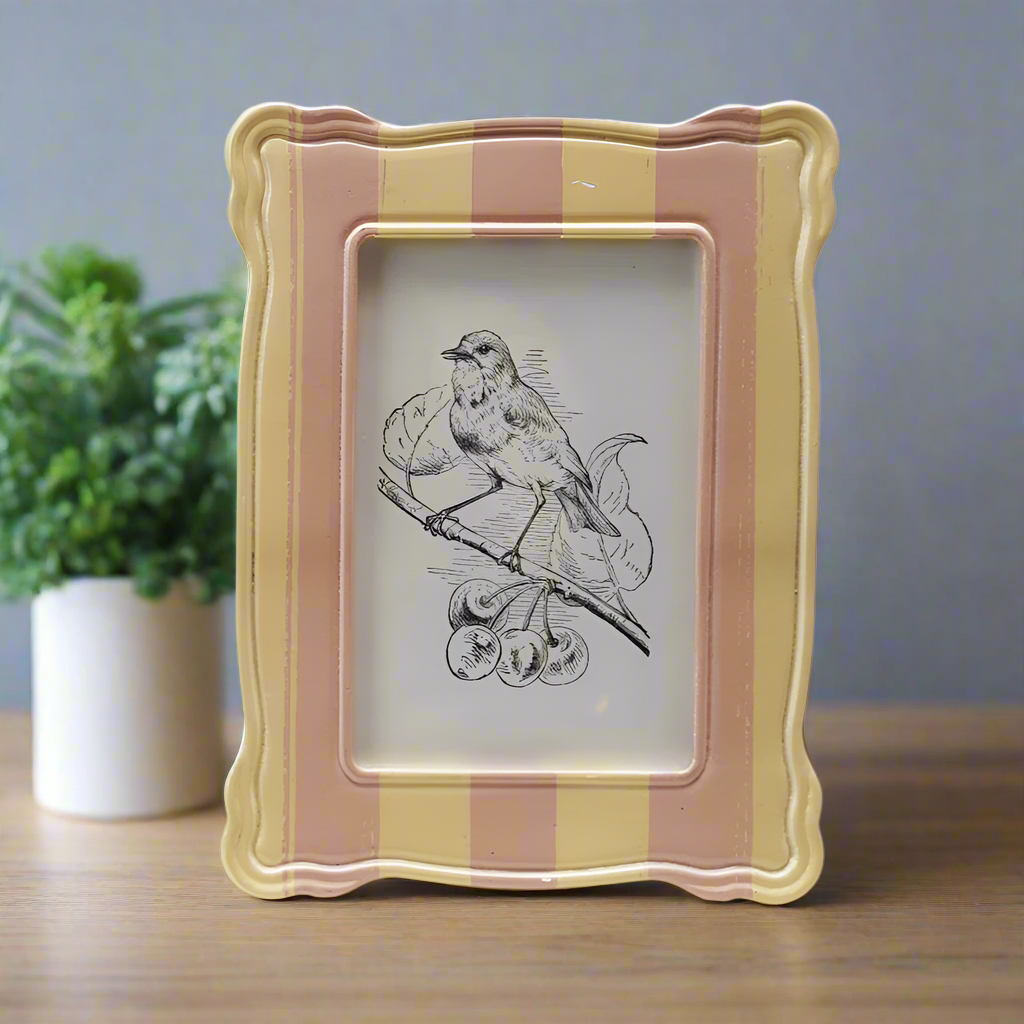 Resin Striped Photo Frame, Pink & Yellow