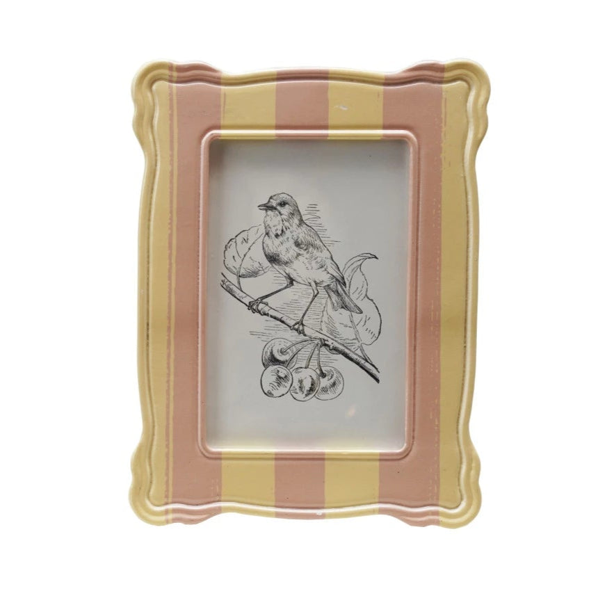 Resin Striped Photo Frame, Pink & Yellow
