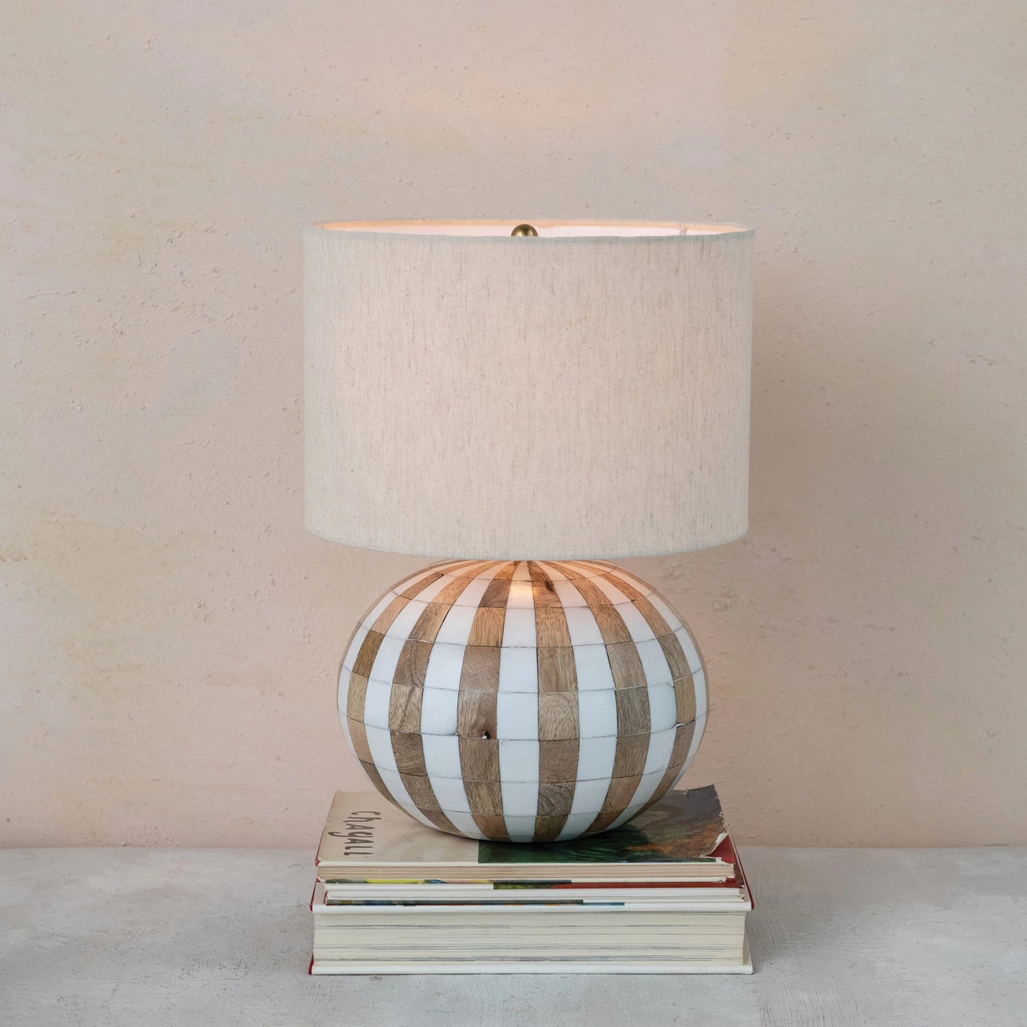 Striped Table Lamp with Cotton Blend Shade