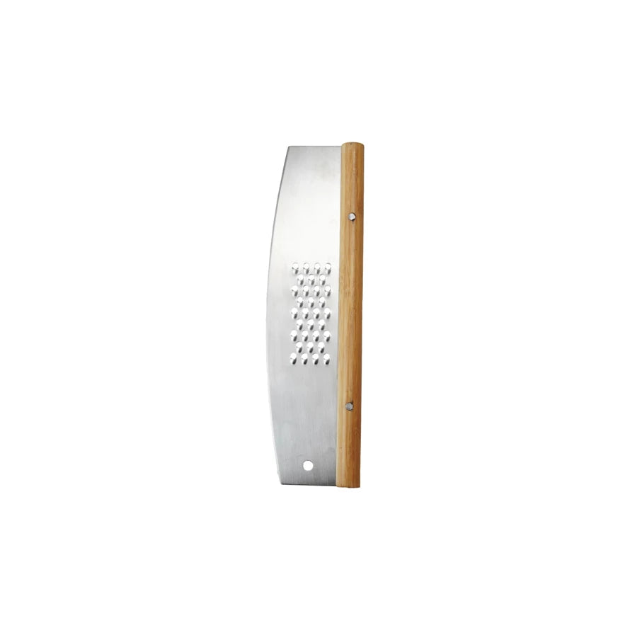 Stainless Steel & Rubberwood Pizza Cutter with Grater