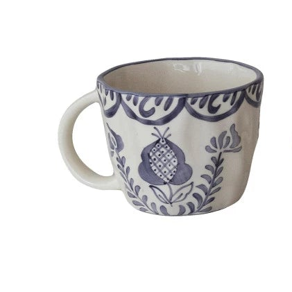 Organic Shaped Mug with Botanical Design