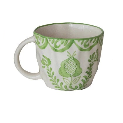 Organic Shaped Mug with Botanical Design