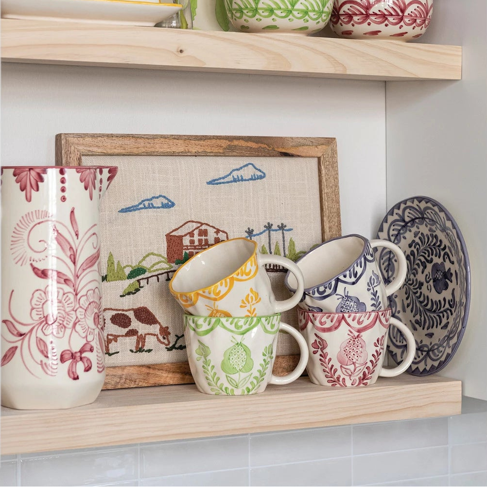 Organic Shaped Mug with Botanical Design