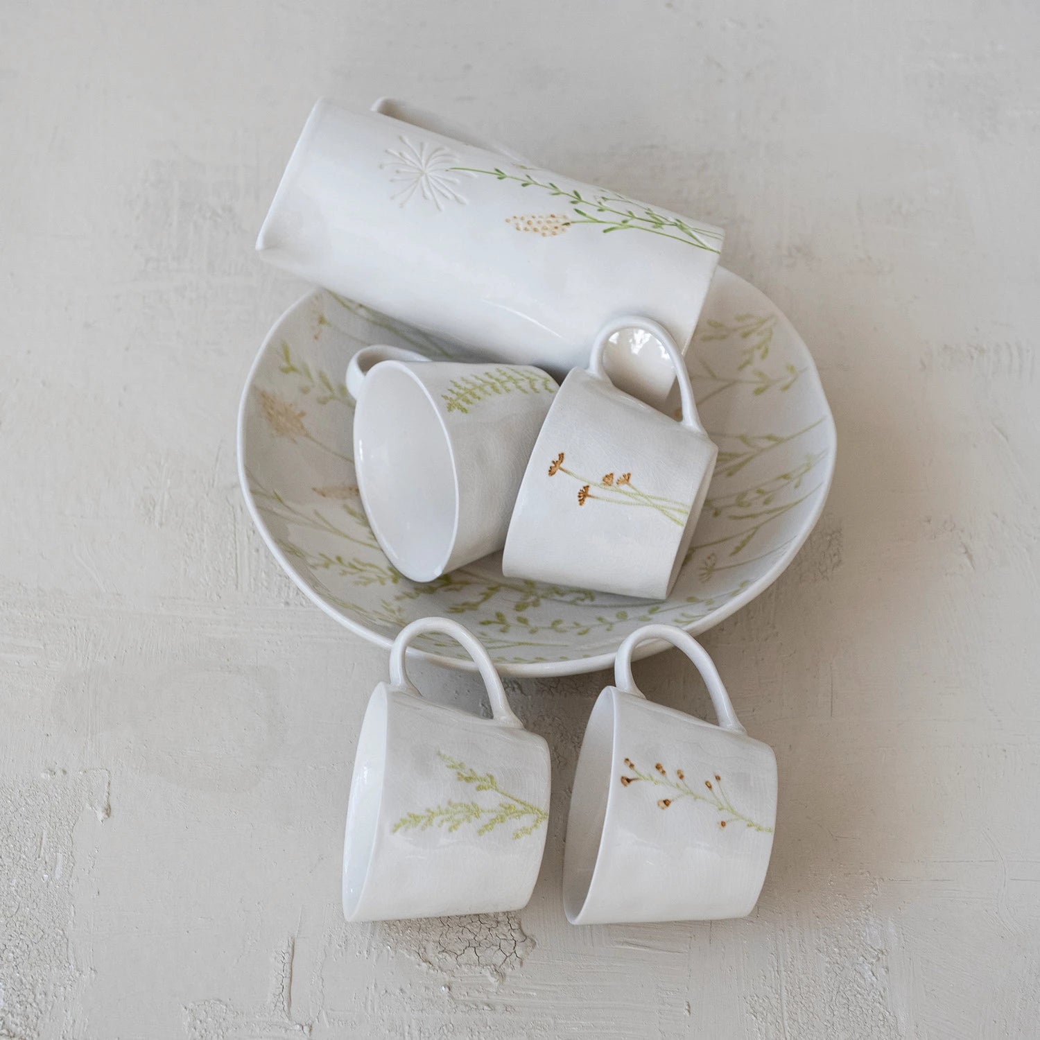 Debossed Stoneware Mug with Botanicals