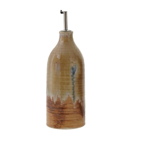 Stoneware Oil Cruet with Stainless Steel Spout