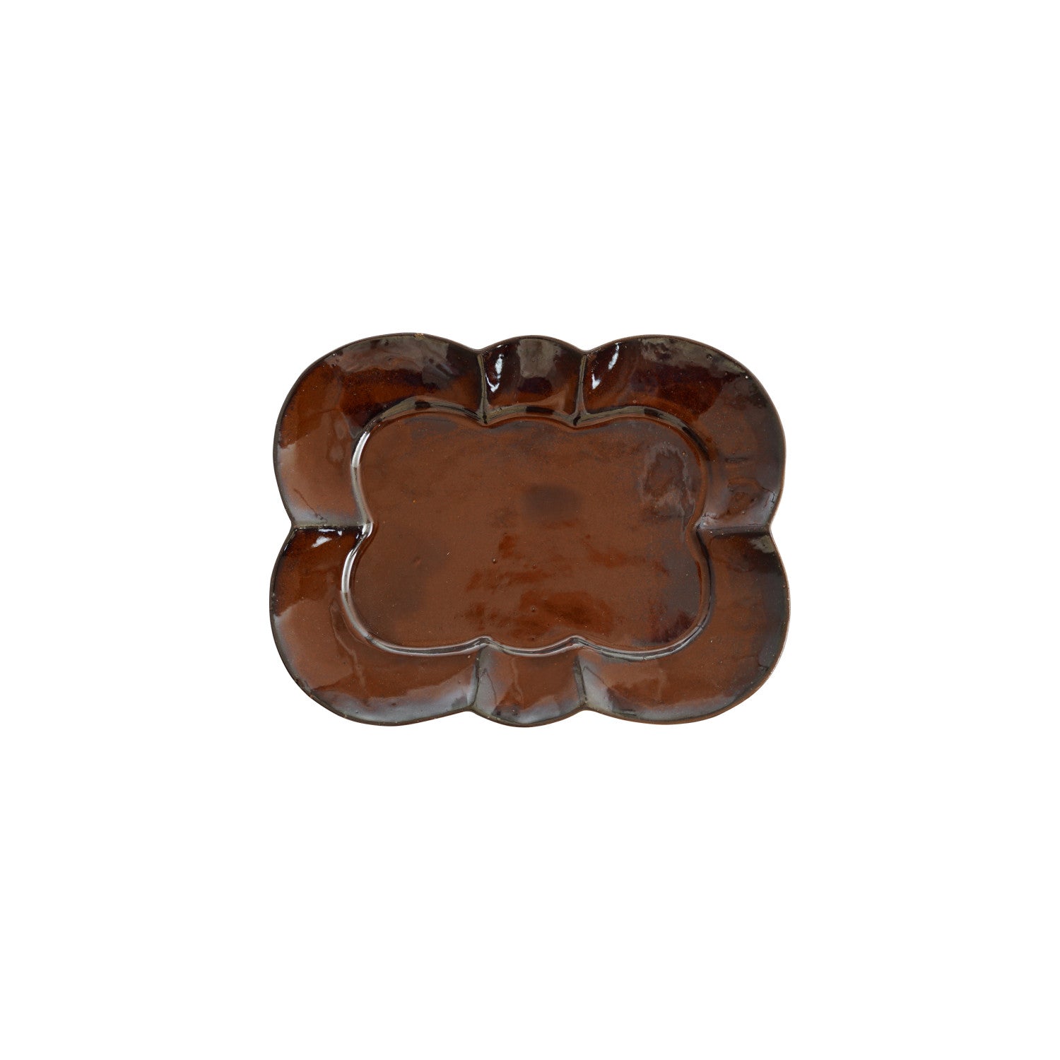 Brown Stoneware Scalloped Plate