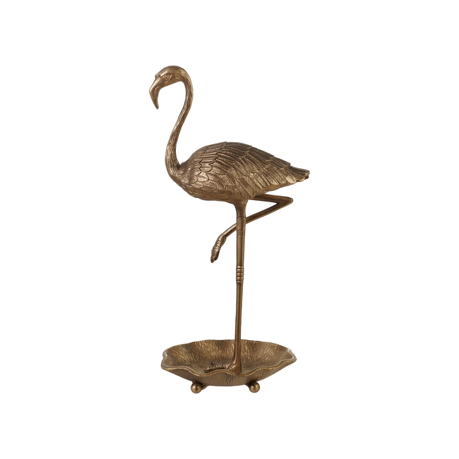 Cast Iron Flamingo Shaped Lidded Figurine in Dish