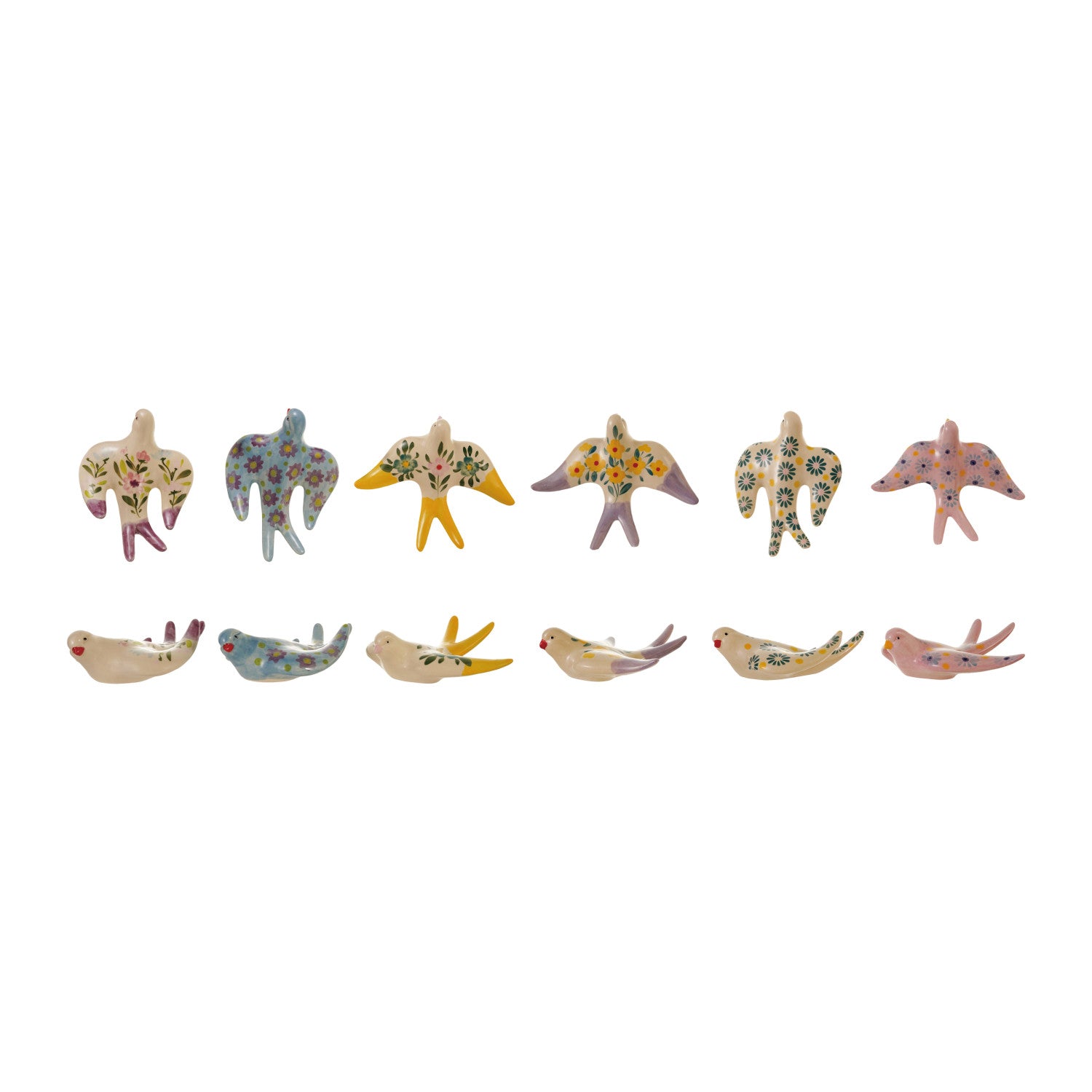 Hand-Painted Stoneware Bird Wall Decor