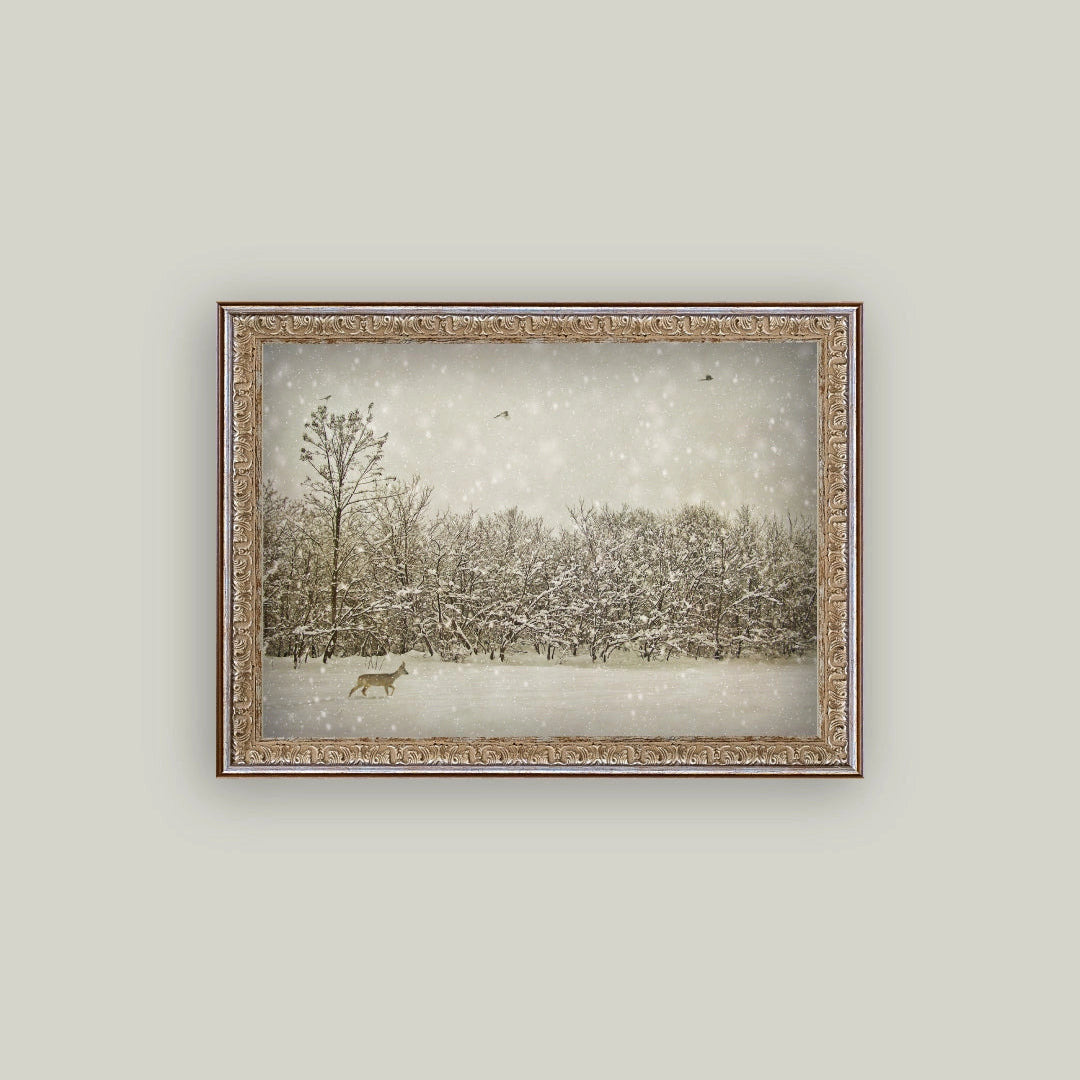 Winter Fawn Framed Antique Art